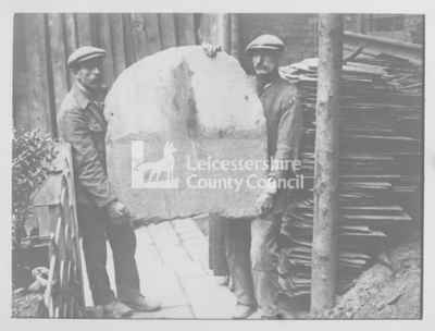 Workmen With Large Piece of Swithland Slate