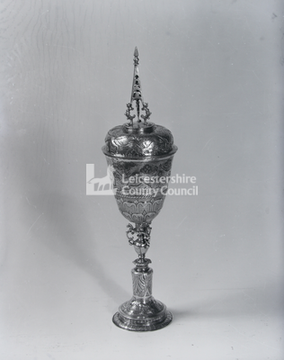 Large upright silver vase	
