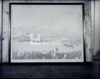 Framed Photograph Of Troops In Market Place, Leicester