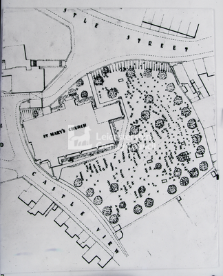 Plan of St Mary de Castro and graveyard		