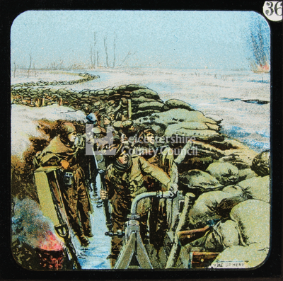 Fighting in flooded trenches