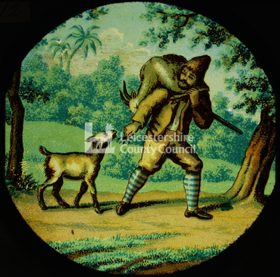 Robinson Crusoe carrying a dead deer