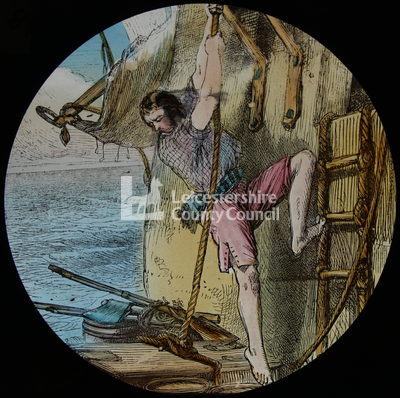 Robinson Crusoe Pulling on a rope	
