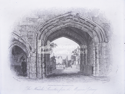 Engraving of Newarke gate