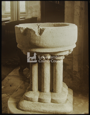 Font (early English, c.1220-1230), Houghton on the Hill, Leics		