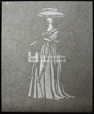 Drawing of lady in Georgian dress	