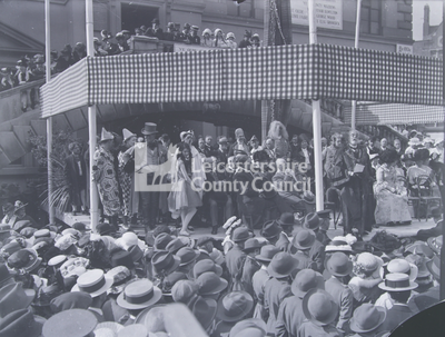 Mayor Sir Jonathan North Introducing 'Ye Old Tyme Fair' In The Corn Exchange 1916
