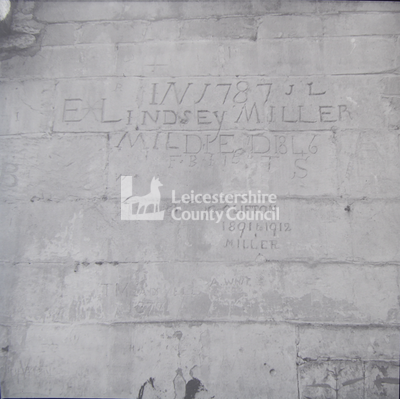 Barrowden -  Close-up of grafitti on ruined mill 