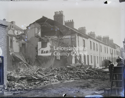 Glen Parva: Row of bombed flats from street