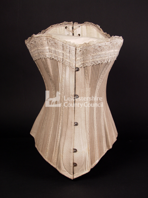 Corset with hand stitched detail, 1885